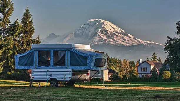 travel trailer with mountains
