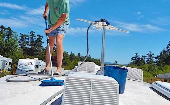 Cleaning an RV roof is a necessary hindrance